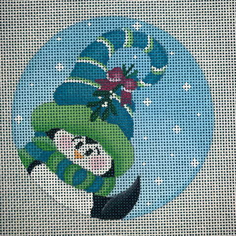 Penguin: Blue and Green Mistleoe Hat