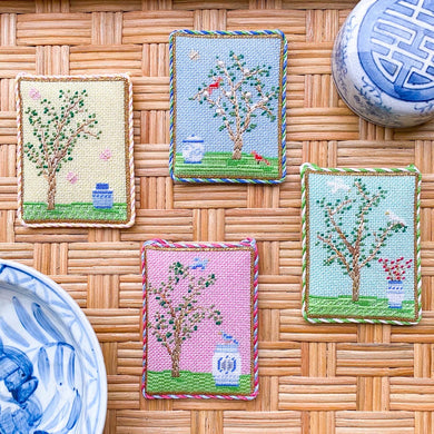 Chinoiserie Silk Screen Needlepoint Canvas - Blue