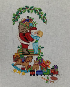 Santa Hugging Child Stocking