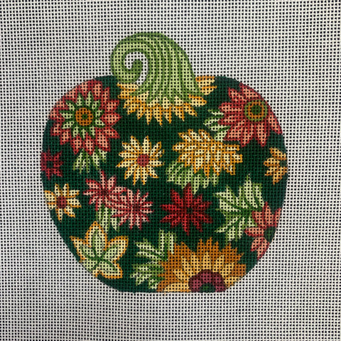 Floral Pumpkin green background