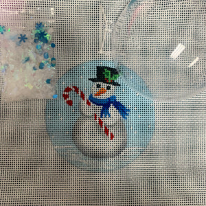 Clear dome and confettI-snowman with candy cane