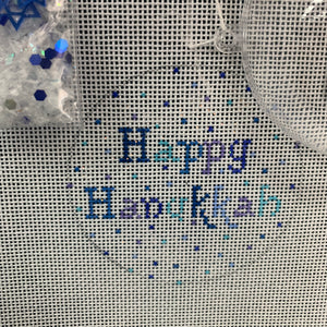 Clear dome and confettI-Happy Hanukkah