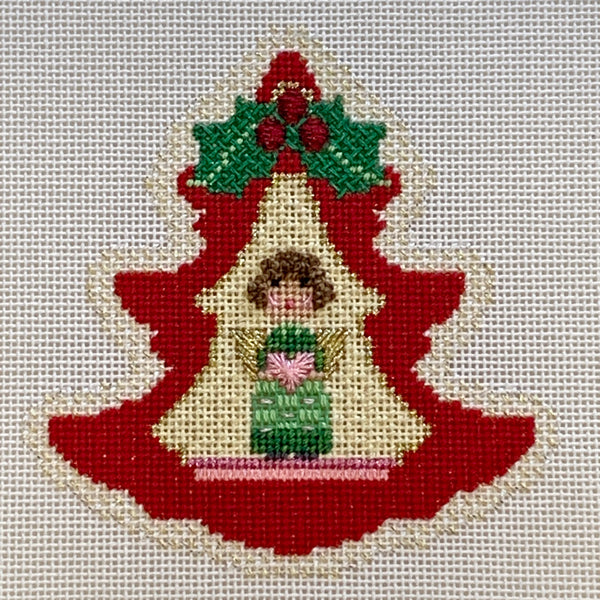 Ornament Round - Red Tree Girl with Heart