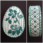 Eggs: Sabrina's 3 Egg Omelette - green & ivory Damask