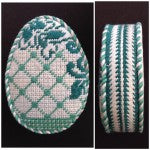 Eggs: Sabrina's 3 Egg Omelette - green & ivory Damask