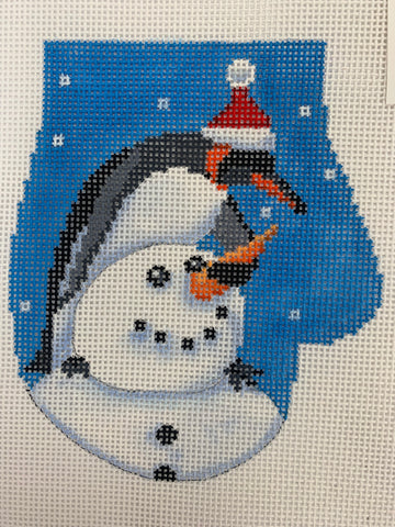 Ornament Round -  Penguin on Snowman