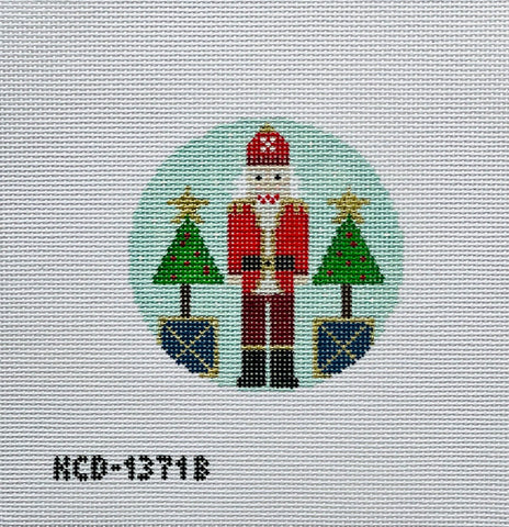 Round - Santa Nutcracker on Blue