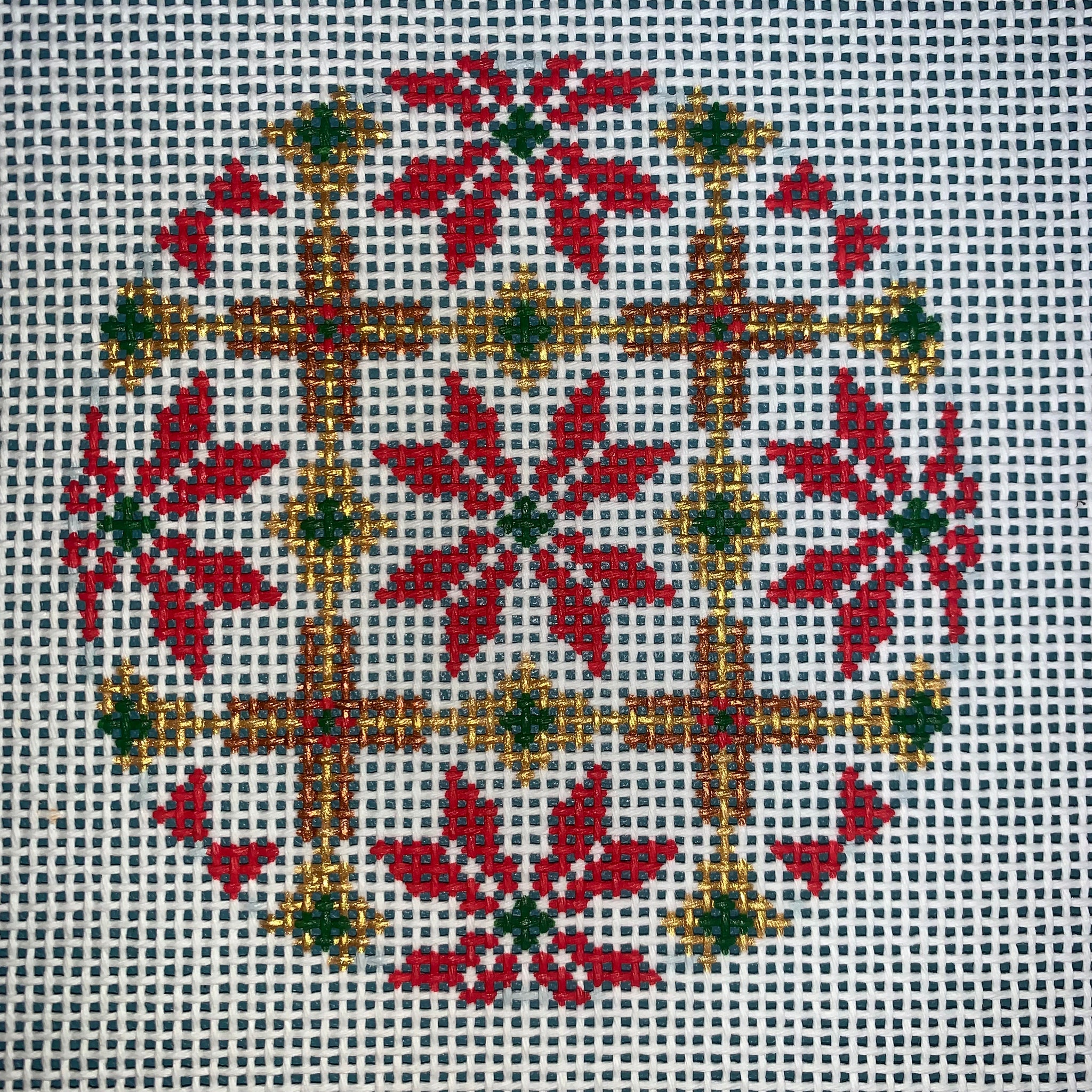 Round - Poinsettia Ornament