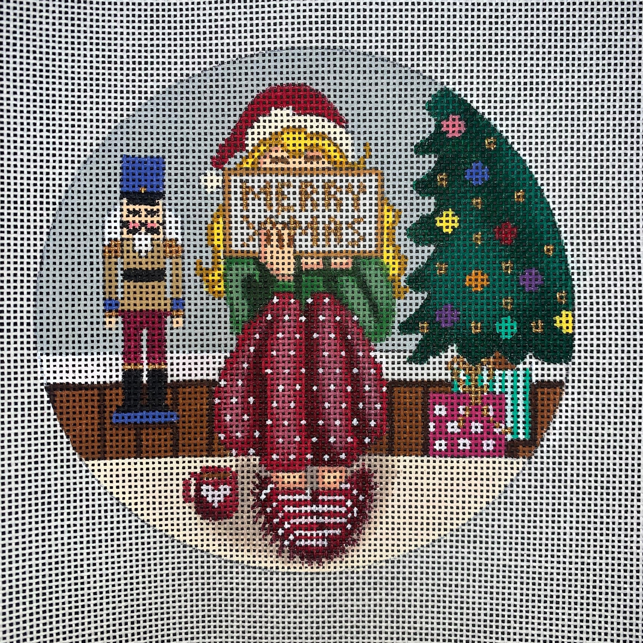 Stitching Girl Ornament - Christmas