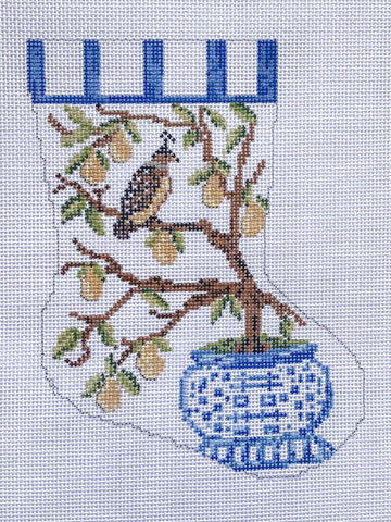 Stocking Ornament Sized Bauble Stocking: Partridge in a Pear Tree