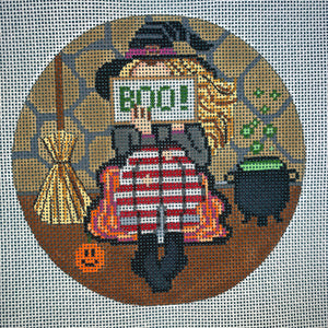 Stitching Girl Ornament - Witch Boo