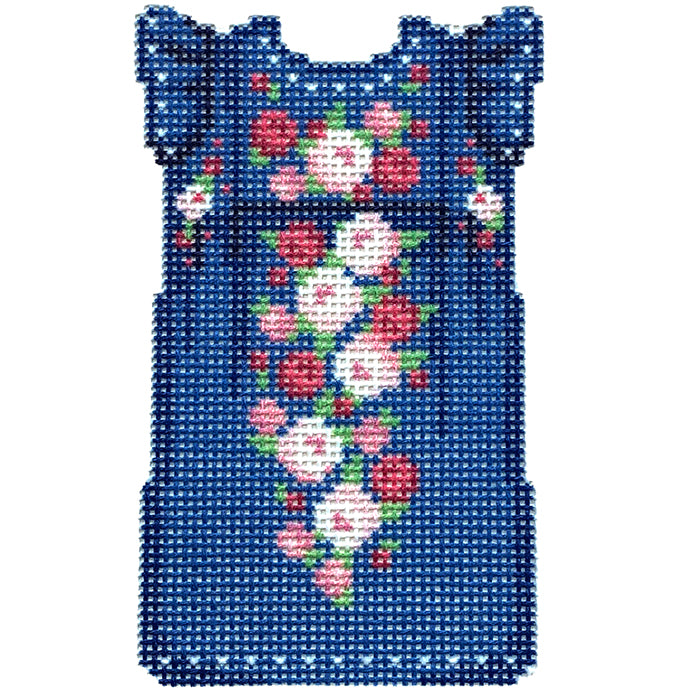 Oaxaca Dress - Navy with Pink Flowers