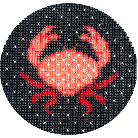 Round - Red Crab on black