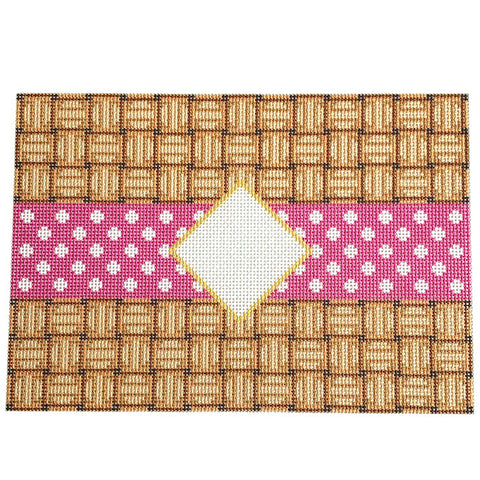 Clutch - Wicker Pink with White Dots Ribbon