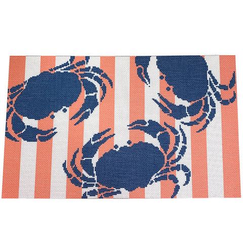 Bolster - Blue Crab Stencil on Coral Stripes