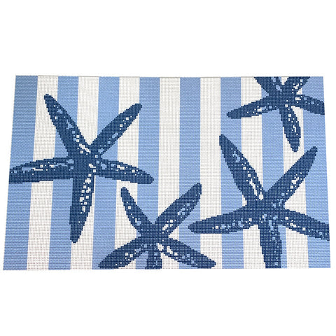 Bolster - Blue Starfish Stencil on Blue Stripes