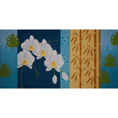 Oriental: Orchids & Bamboo on Blue, 18ct