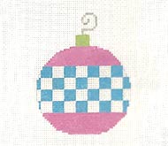 Christmas Ornaments: Pink with Blue Checks