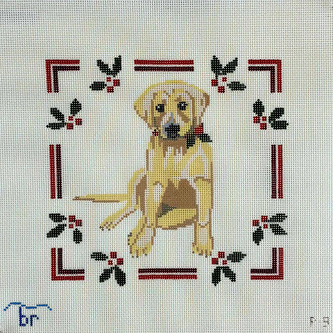 Pillow or Picture - Yellow Lab Puppy with Holly