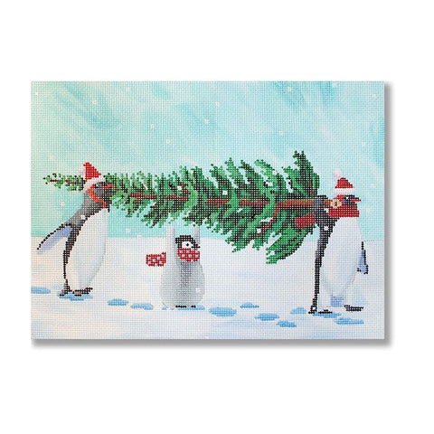 Scott Church Stocking Cuffs - Penguins Bringing Home the Tree