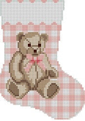 Mini Stocking - Gingham Teddy, Pink