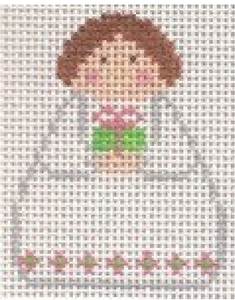 Angel: White Angel with Pink and Green Present