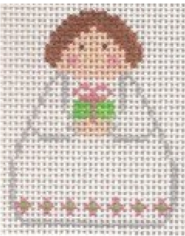 Angel: White Angel with Pink and Green Present