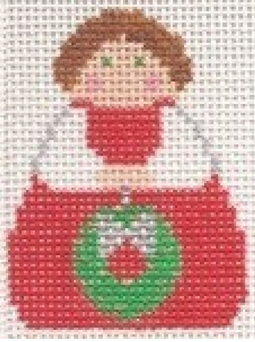 Angel: Red Angel with Green Wreath