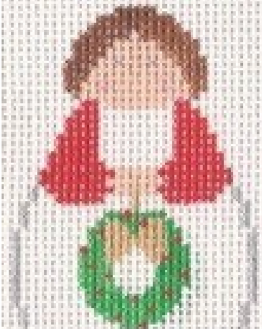 Angel: White and Red Angel with Wreath