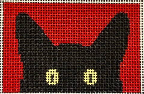 Cats: Peeky Kitty - 2x3 Luggage Tag Red Background