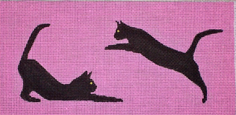 Cats: 2 Black Cats/Pink Background