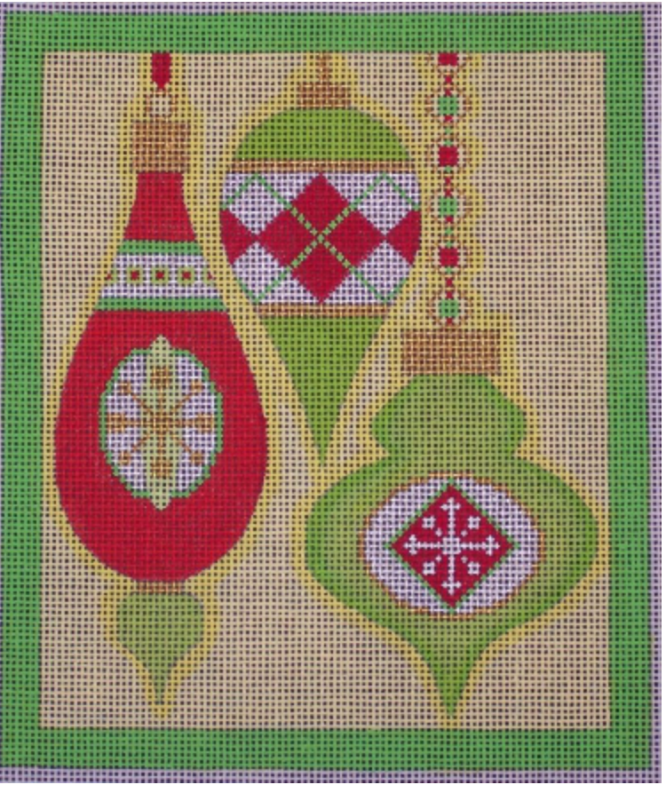 Christmas: Merry & Bright Series - 3 Ornamentss Argyle - Red/Green