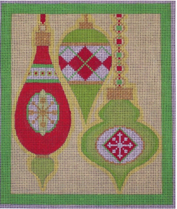 Christmas: Merry & Bright Series - 3 Ornamentss Argyle - Red/Green