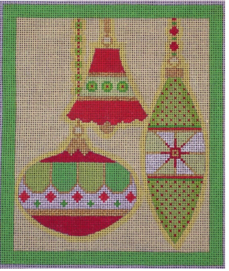 Christmas: Merry & Bright Series - 3 Ornamentss Argyle - Red/Green