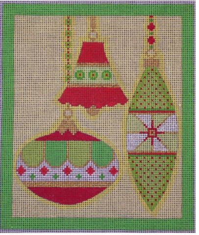 Christmas: Merry & Bright Series - 3 Ornamentss Argyle - Red/Green