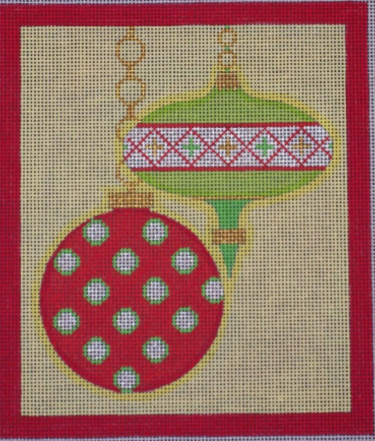 Christmas: Merry & Bright Series - 2 Ornamentss round dots - Red/Green