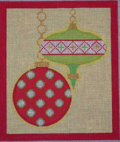 Christmas: Merry & Bright Series - 2 Ornamentss round dots - Red/Green