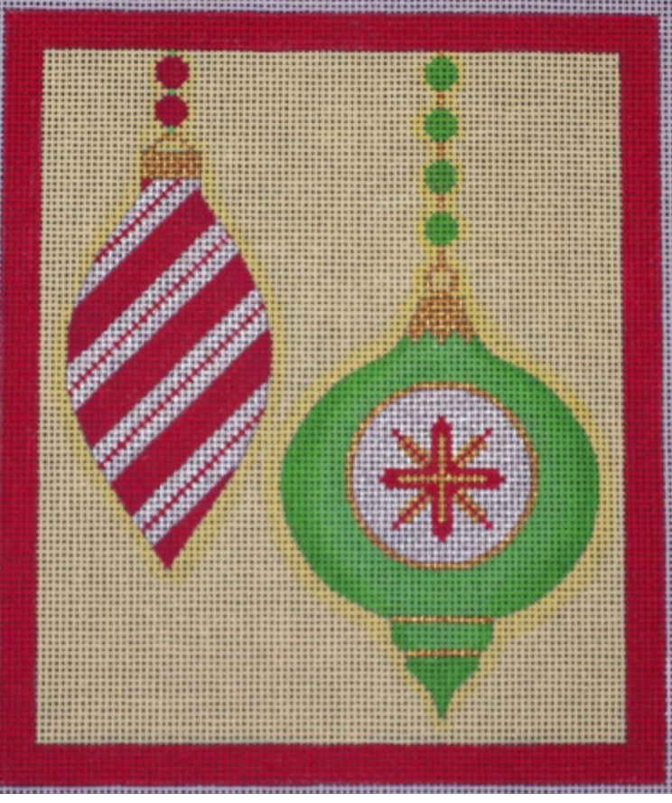 Christmas: Merry & Bright Series - 2 Ornaments candy stripe - Red/Green