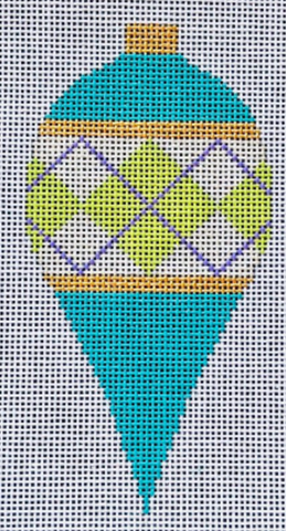 Christmas: Brilliant Baubles Ornament - Teal Argyle Teardrop