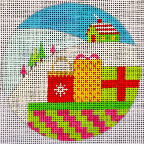 Christmas: Kringle 4" Round Ornament - Gifts