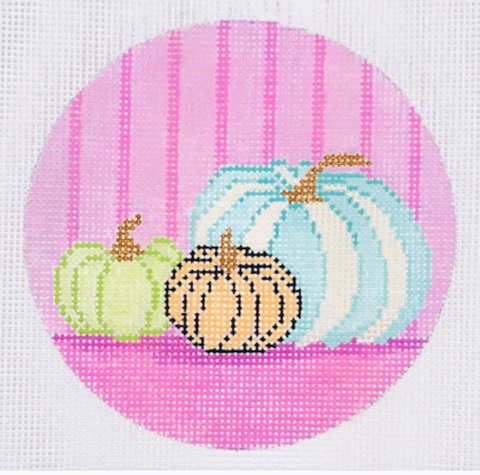 Nature: Hello Pumpkin Ornament - Pink Stripes