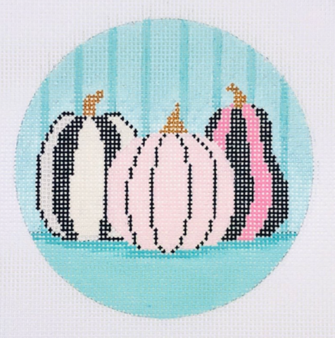 Nature: Hello Pumpkin Ornament - Teal Stripes