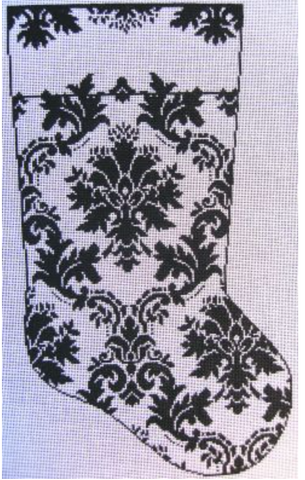 Stocking: GG's Stocking Black & White Damask