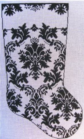 Stocking: GG's Stocking Black & White Damask 13ct