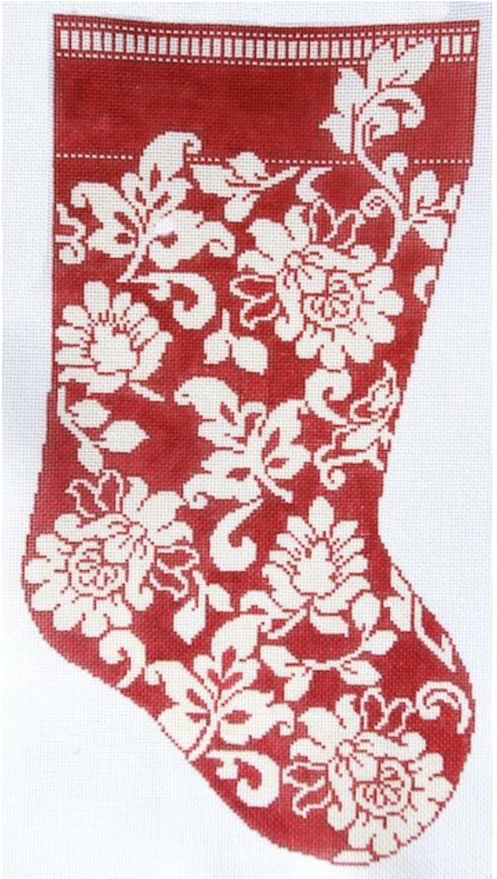 Stocking: Karen's Red Damask Stocking 13ct