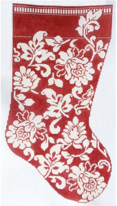 Stocking: Karen's Red Damask Stocking 13ct
