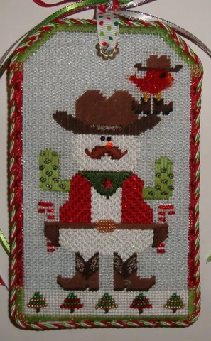 Snowman Cowboy Tag with stitch guide