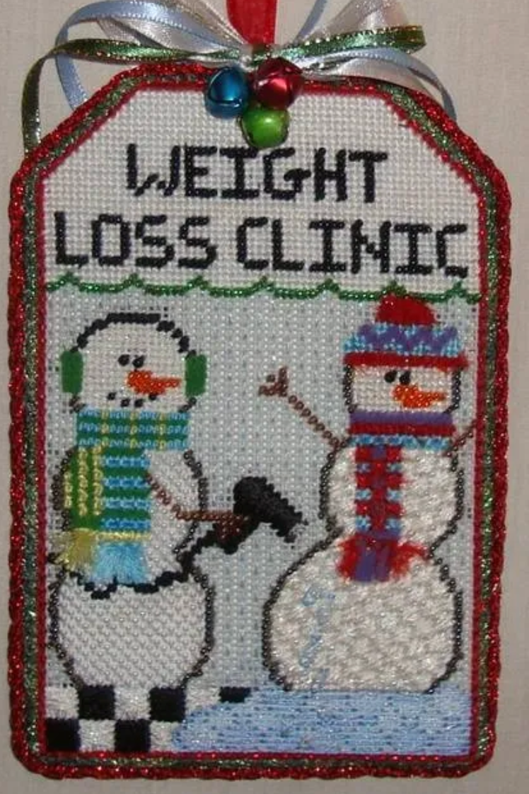 Weight Loss Clinic Tag with stitch guide