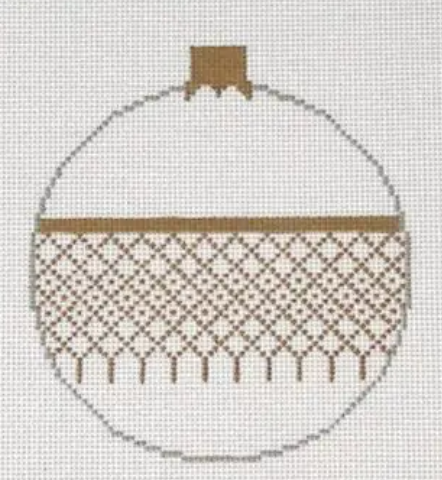 Walker Street Designs Ornament - Christmas Ball - gold and white