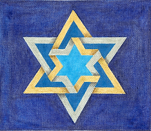 Tallis Bag – Star of David – gold, silver and blues on midnight blue